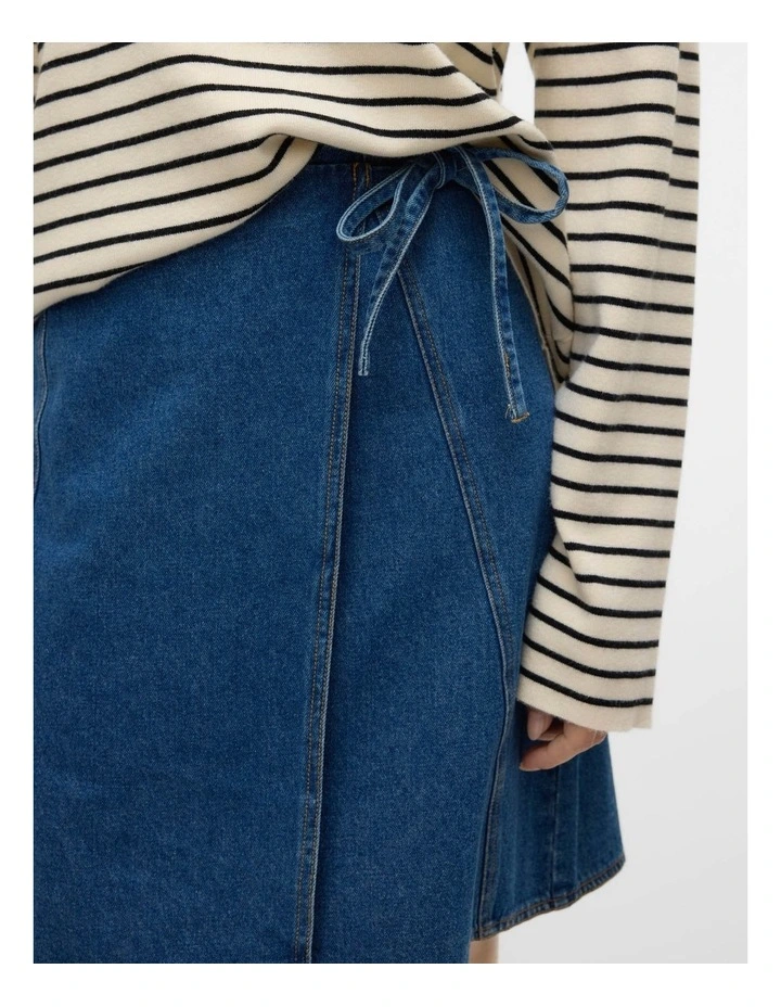 Julita Wrap Denim Skirt in Mid Blue Denim image 3