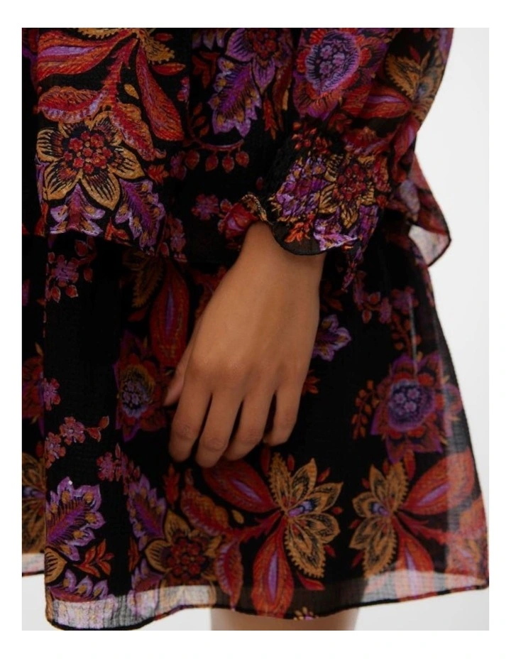 Kara Long Sleeve Tiered Dress in Black image 4