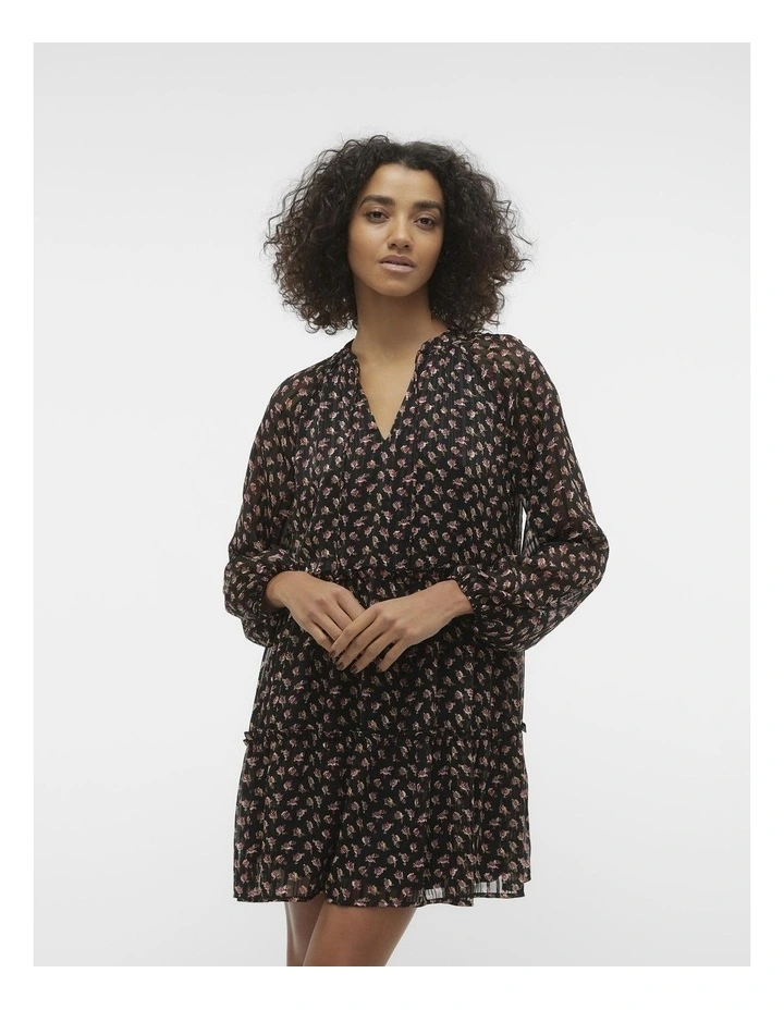 Sofia Long Sleeve Mini Dress in Black image 1