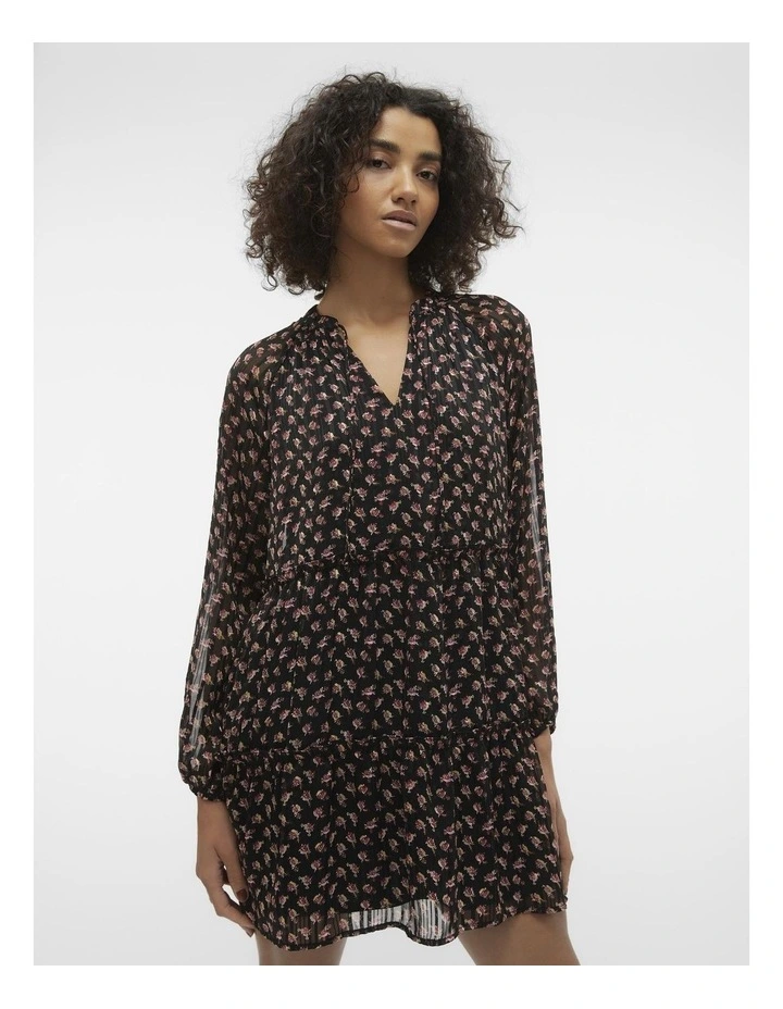 Sofia Long Sleeve Mini Dress in Black image 2