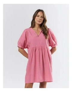 Lina Linen Dress in Azalea Pink