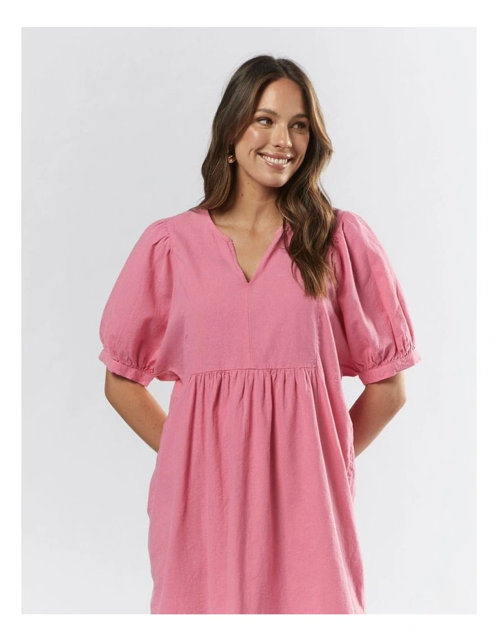 Lina Linen Dress in Azalea Pink image 2