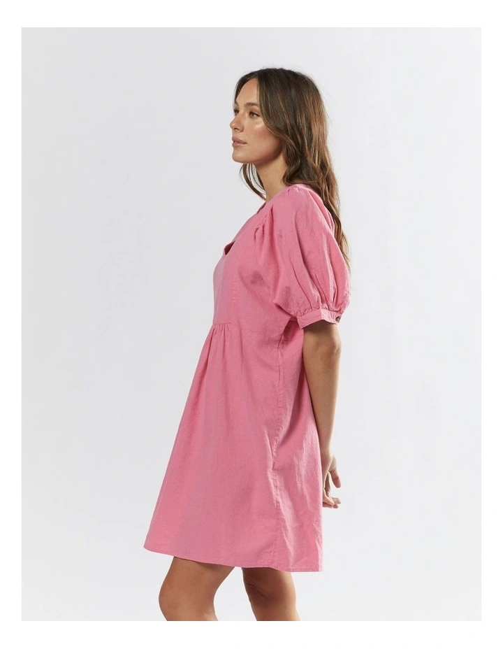 Lina Linen Dress in Azalea Pink image 3