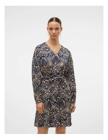 Vilja Printede Mini Dress in Navy