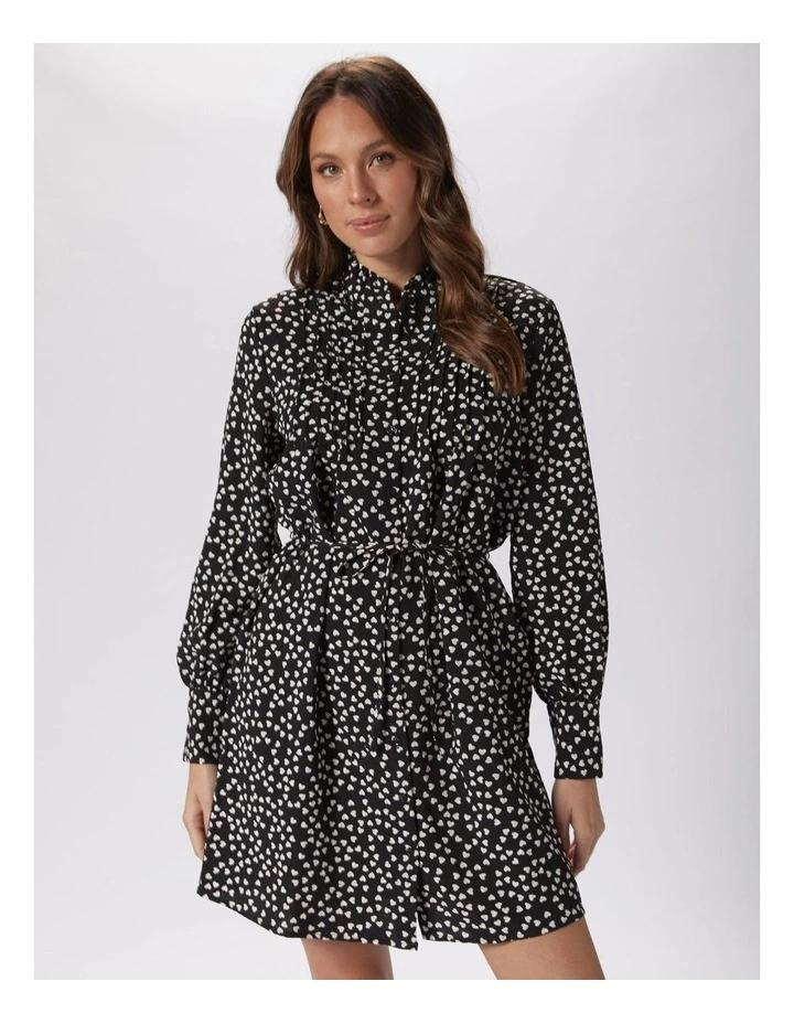 Karin Vera Mini Shirt Dress in Black image 1