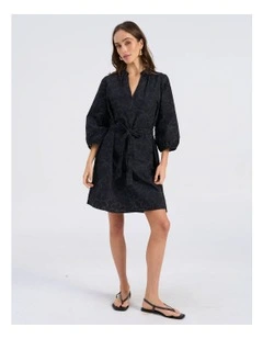 Dora Embroidered Mini Dress in Black
