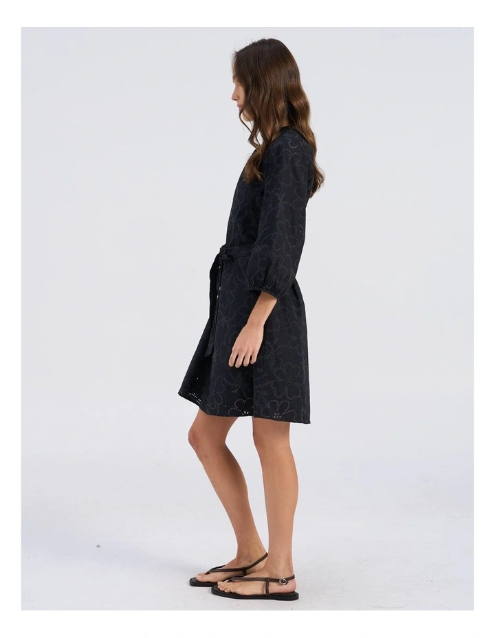 Dora Embroidered Mini Dress in Black image 4