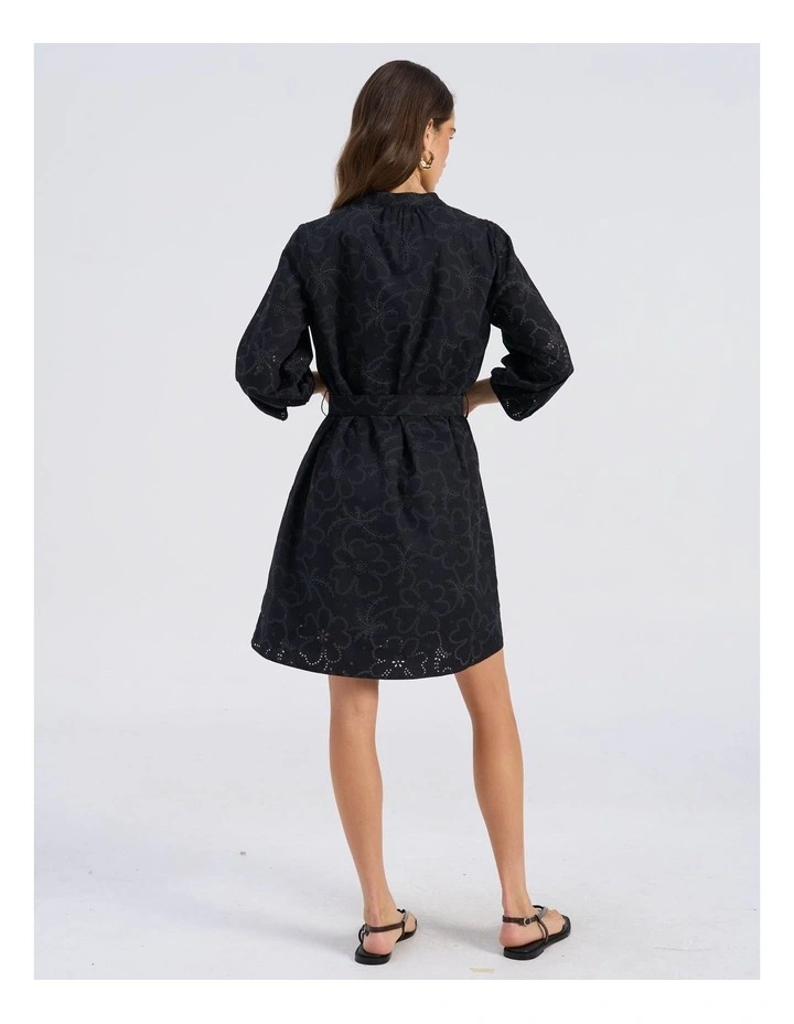 Dora Embroidered Mini Dress in Black image 5