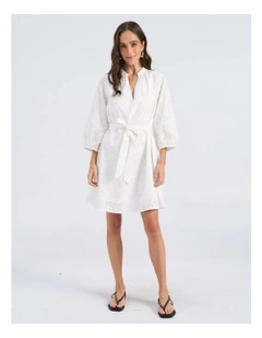 Dora Embroidered Mini Dress in White