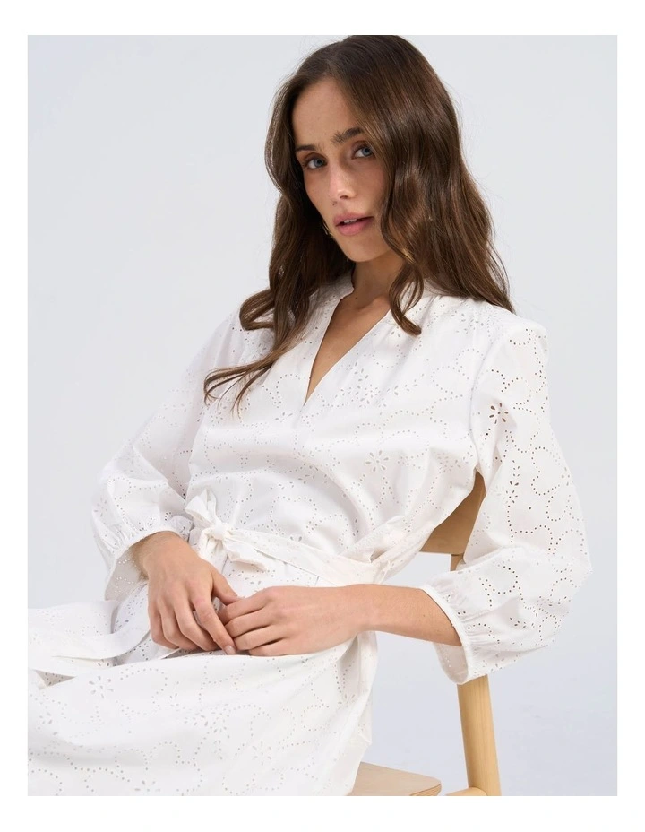 Dora Embroidered Mini Dress in White image 2