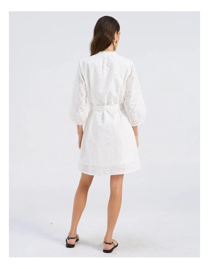 Dora Embroidered Mini Dress in White image 5