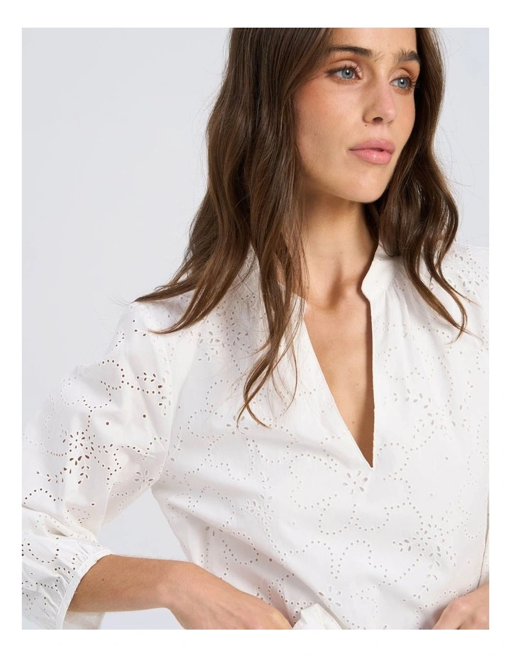 Dora Embroidered Mini Dress in White image 6
