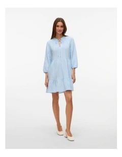 Nanna Layered Long Sleeve Mini Dress in Blue