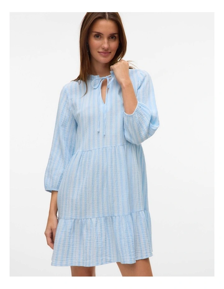 Nanna Layered Long Sleeve Mini Dress in Blue image 2