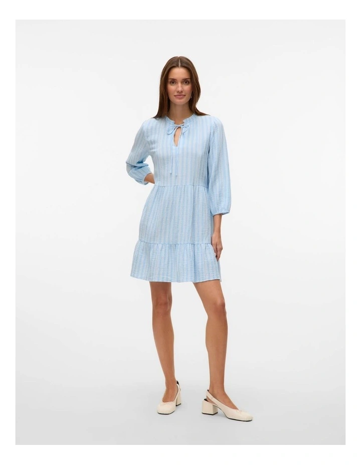 Nanna Layered Long Sleeve Mini Dress in Blue image 4