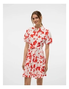 Dicthe Floral Mini Shirt Dress in Red