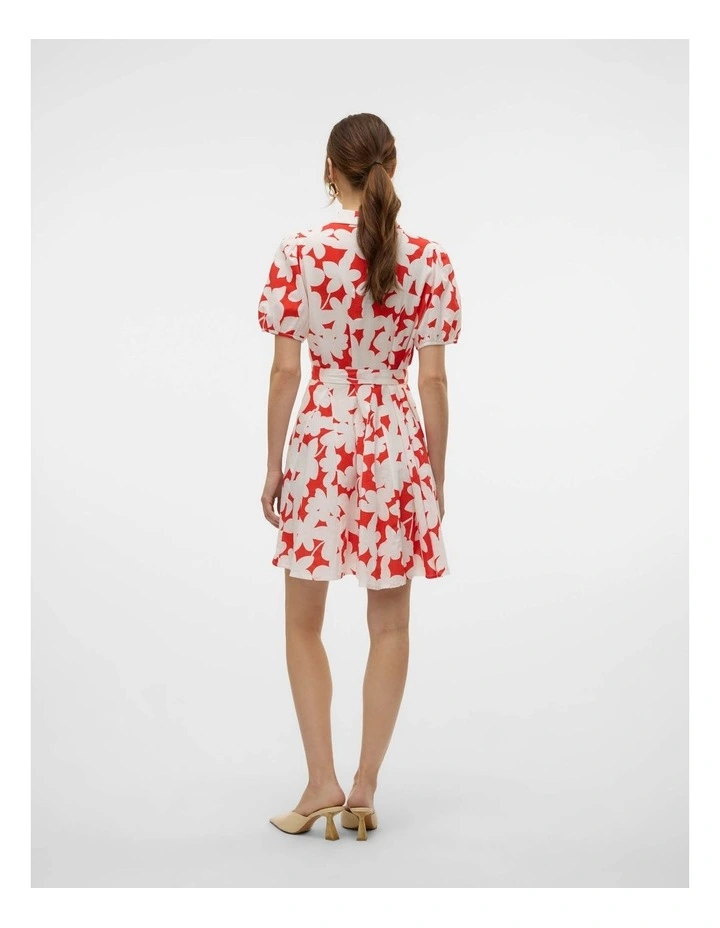Dicthe Floral Mini Shirt Dress in Red image 4