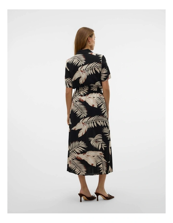 Easy Joy Printed Midi Shirt Dress in Black image 3