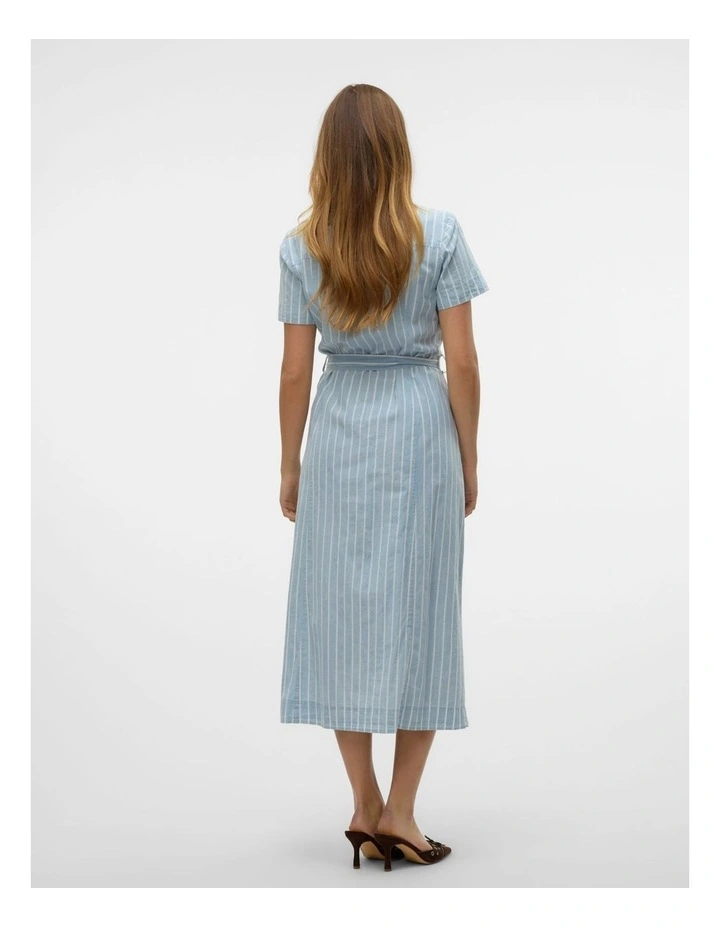 Vio Striped Cotton Shirt Dress in Light Blue image 4
