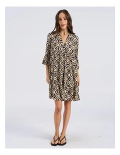 Dicthe Printed Tunic Mini Dress in Midnight