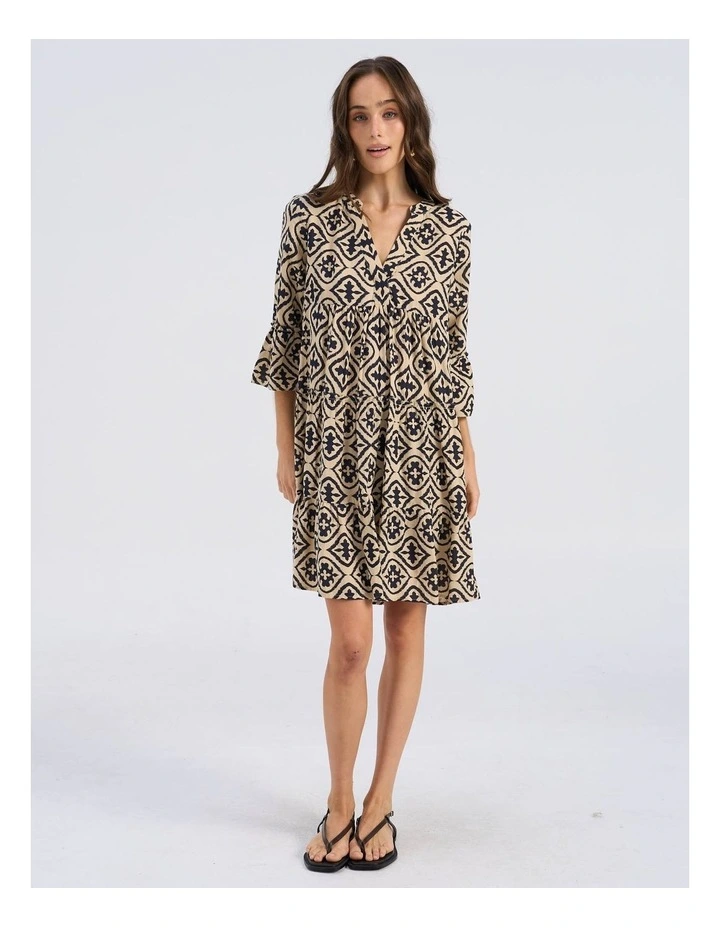 Dicthe Printed Tunic Mini Dress in Midnight image 1