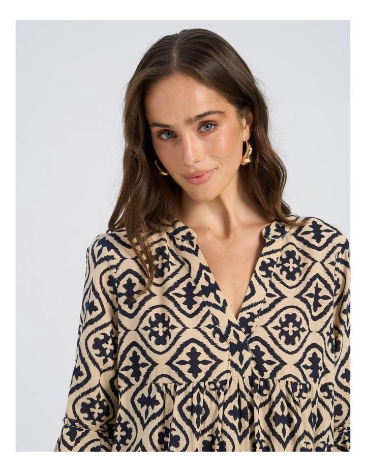 Dicthe Printed Tunic Mini Dress in Midnight image 2