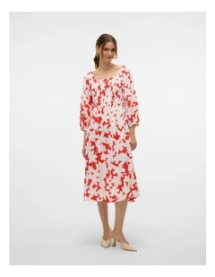 Dicthe Floral Midi Shirt Dress in Red