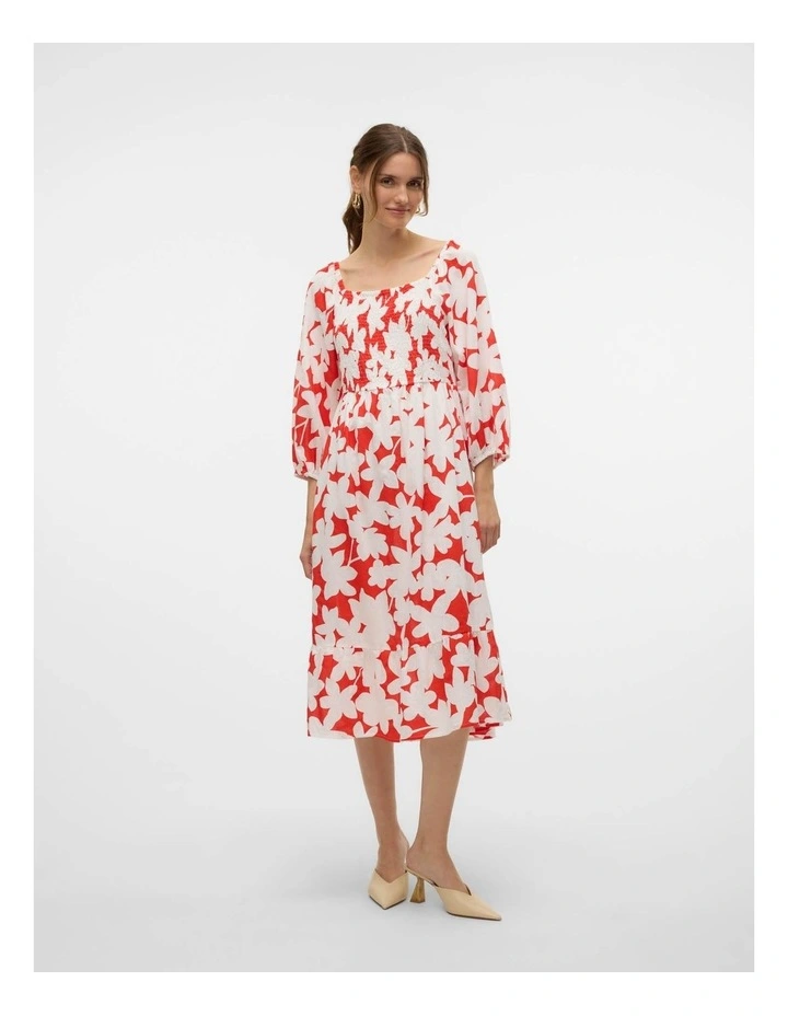 Dicthe Floral Midi Shirt Dress in Red image 1