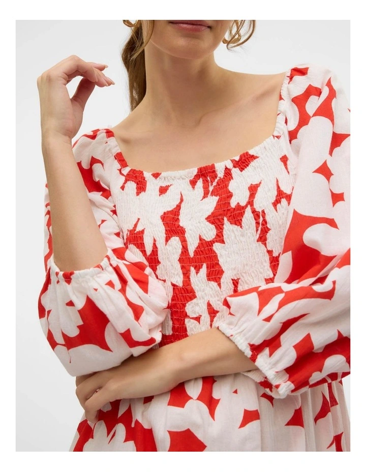 Dicthe Floral Midi Shirt Dress in Red image 2