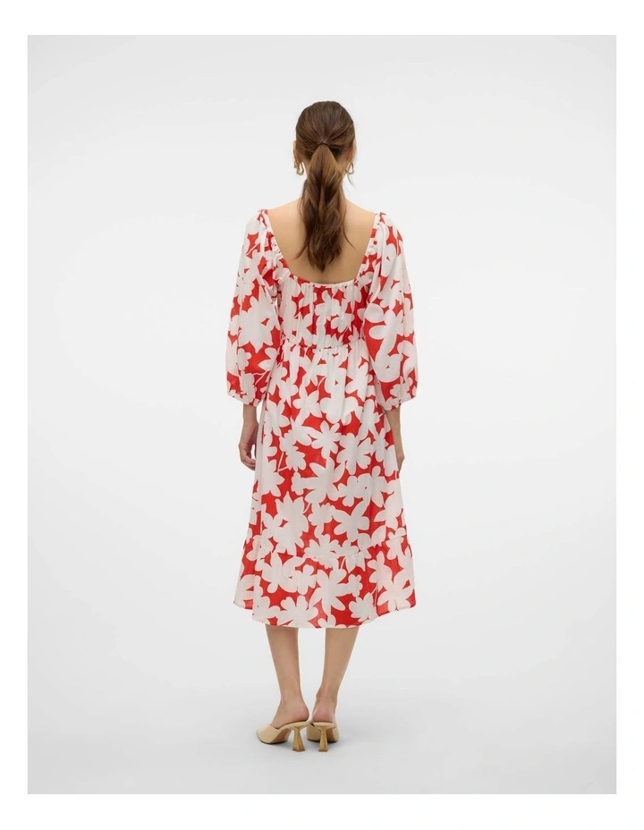 Dicthe Floral Midi Shirt Dress in Red image 4