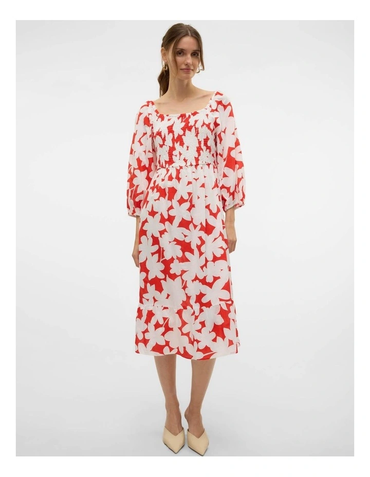 Dicthe Floral Midi Shirt Dress in Red image 5