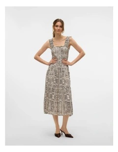 Menny Printed Midi Dress in Oatmeal