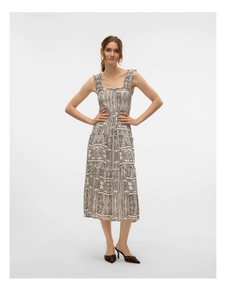 Menny Printed Midi Dress in Oatmeal image 3
