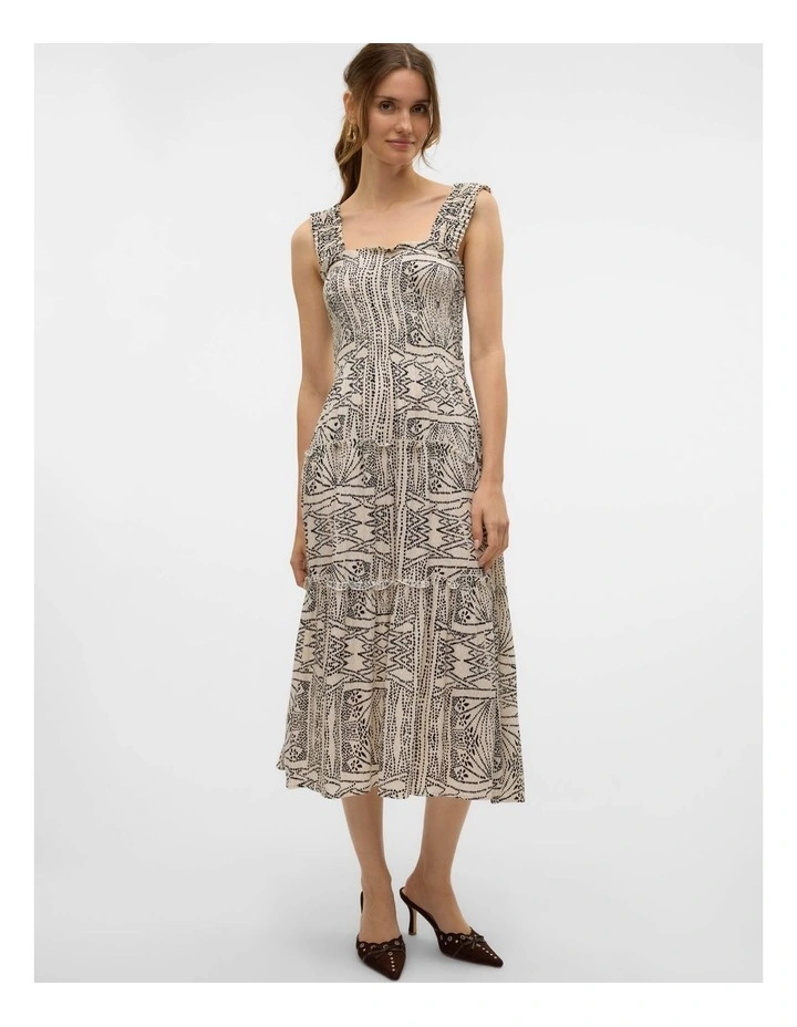 Menny Printed Midi Dress in Oatmeal image 5
