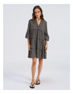 Dicthe Printed Tunic Mini Dress in Cream