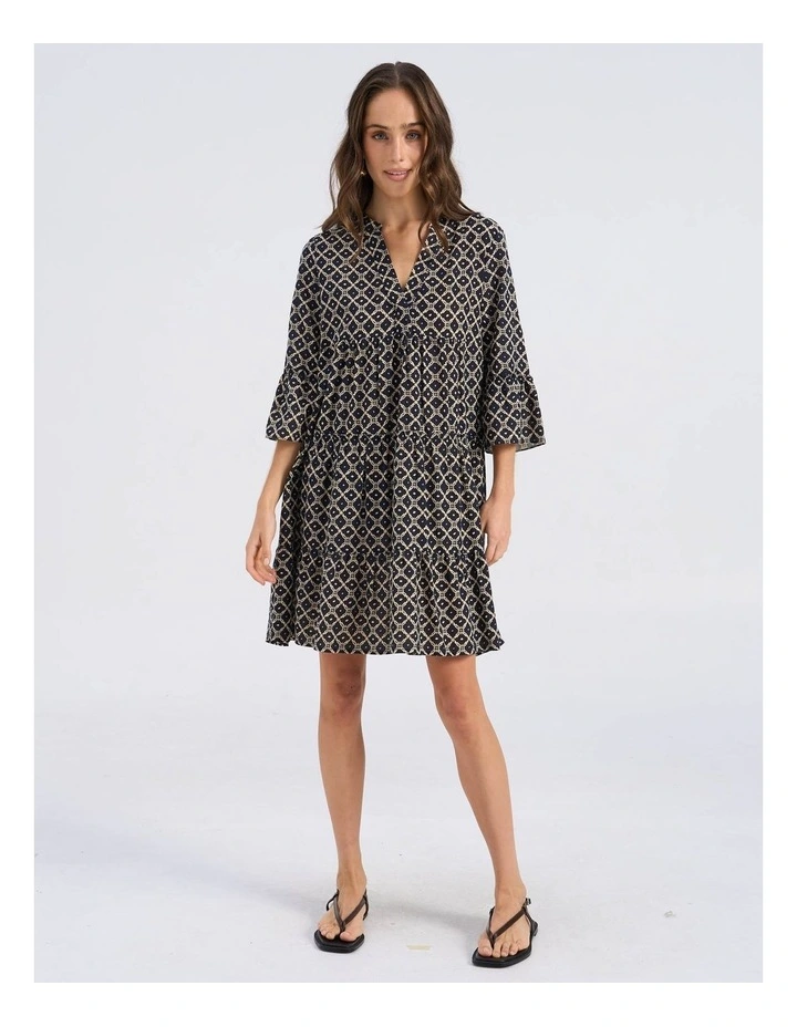 Dicthe Printed Tunic Mini Dress in Cream image 4