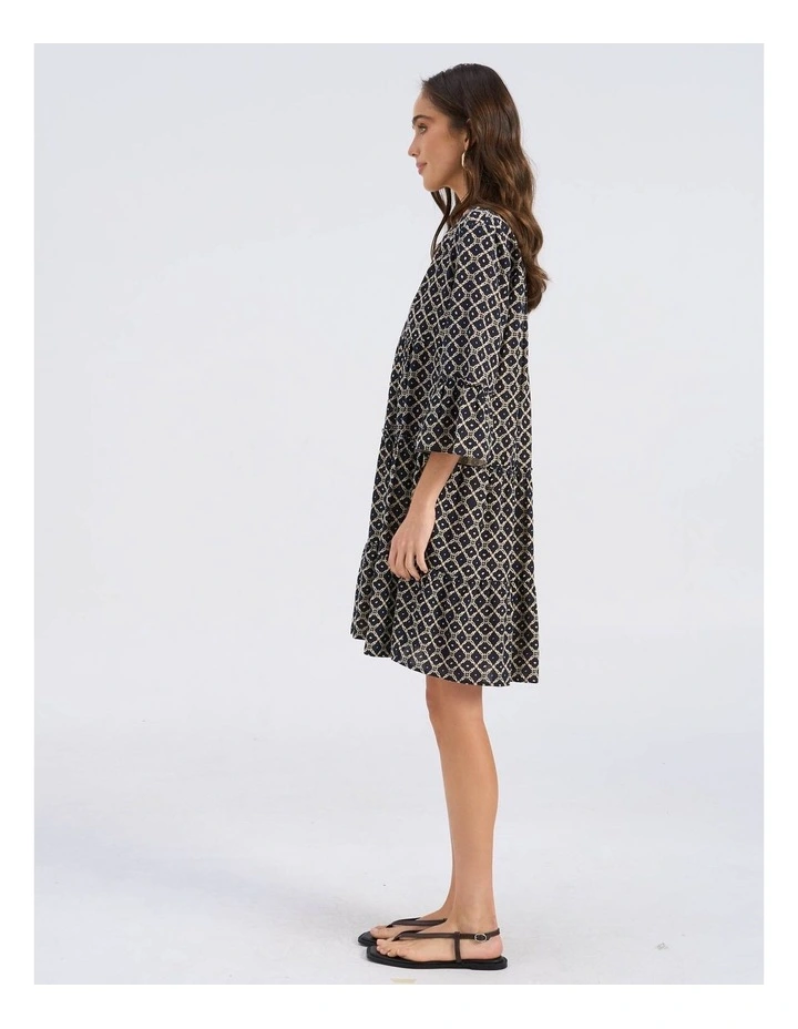 Dicthe Printed Tunic Mini Dress in Cream image 5