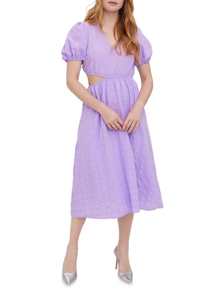 Olga Short Sleeve Calf Dress in Lavendula