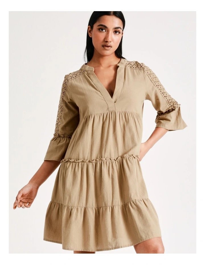 Musthave 3/4 Sleeve Cotton Dress in Tigers Eye image 1