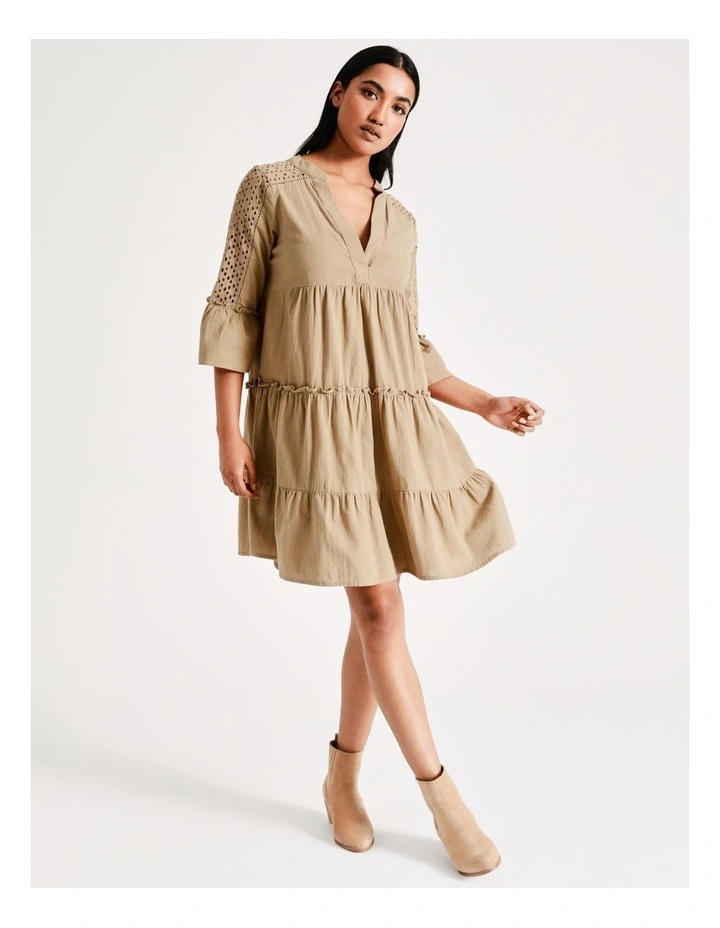 Musthave 3/4 Sleeve Cotton Dress in Tigers Eye image 2