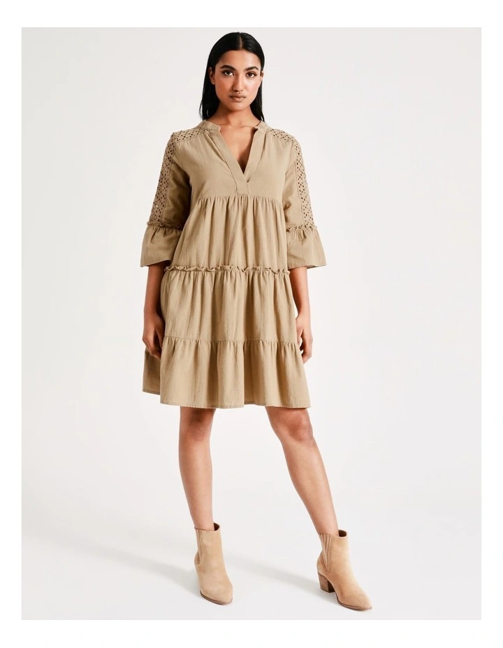 Musthave 3/4 Sleeve Cotton Dress in Tigers Eye image 3