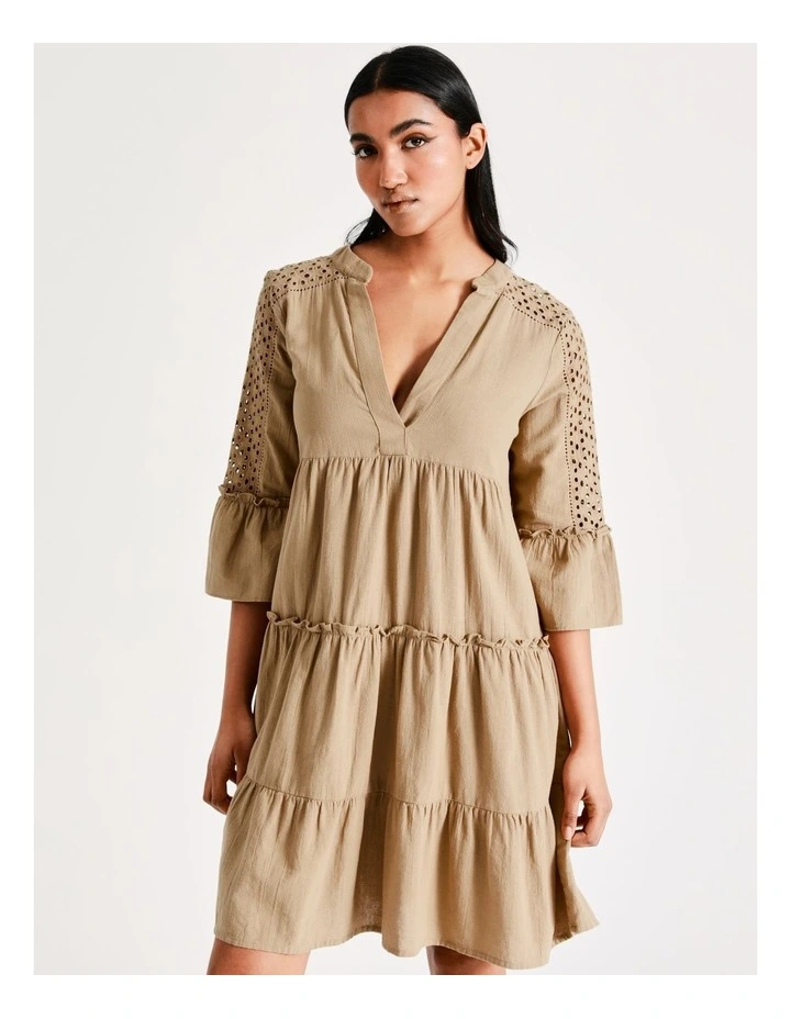 Musthave 3/4 Sleeve Cotton Dress in Tigers Eye image 4