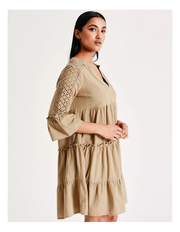 Musthave 3/4 Sleeve Cotton Dress in Tigers Eye image 5