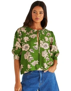 Antonie Pleated Blouse in Green