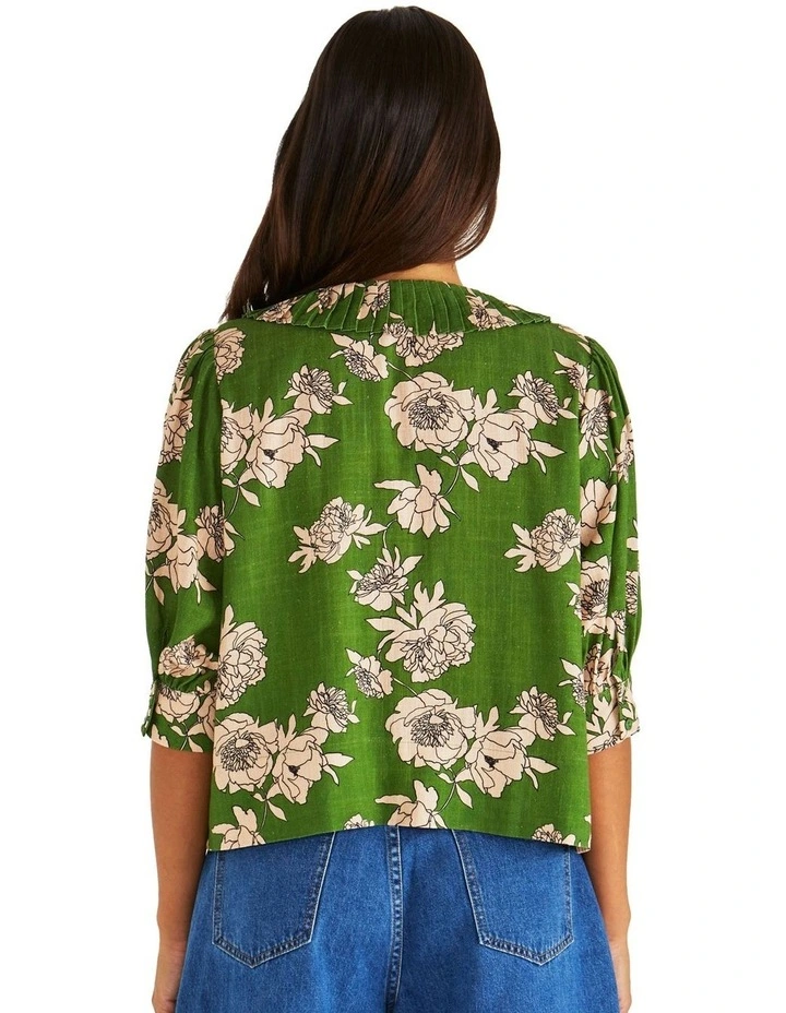 Antonie Pleated Blouse in Green image 2
