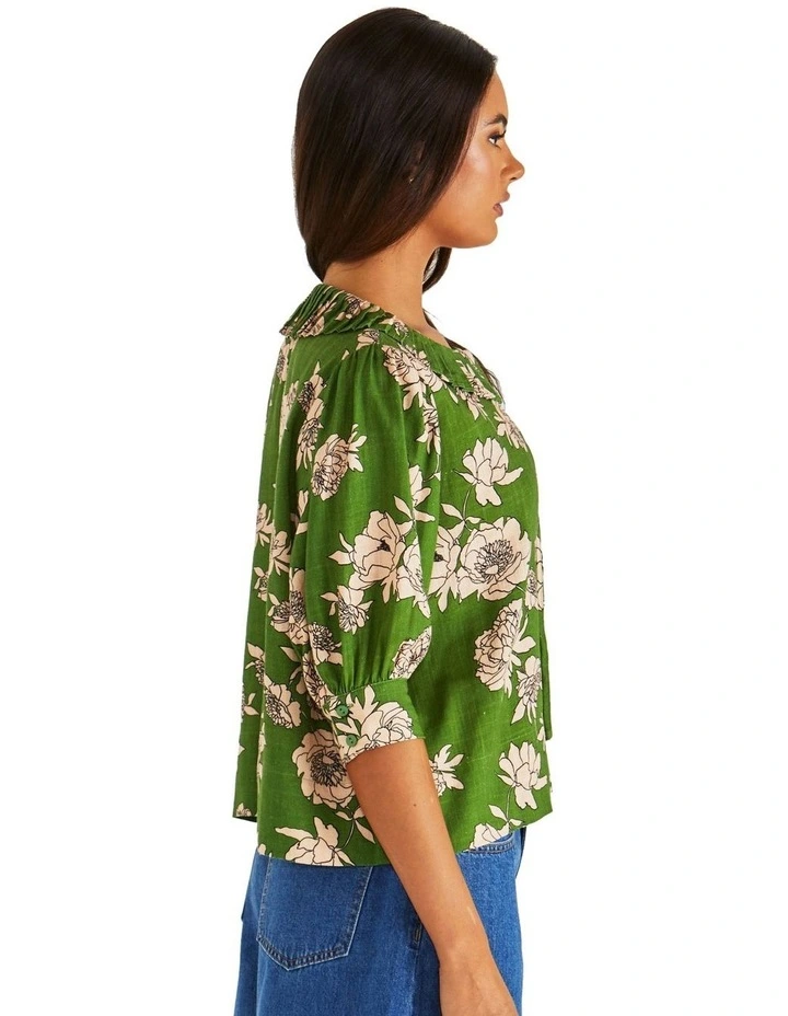 Antonie Pleated Blouse in Green image 3