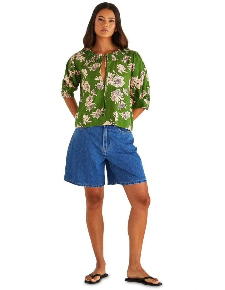 Antonie Pleated Blouse in Green image 4