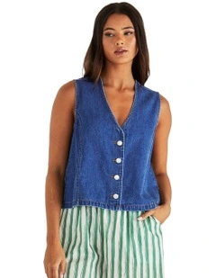 Sabine Denim Vest in Blue