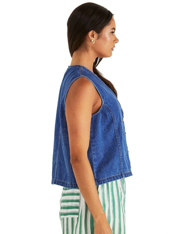 Sabine Denim Vest in Blue image 3