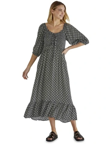 Xelda Midi Dress in Black